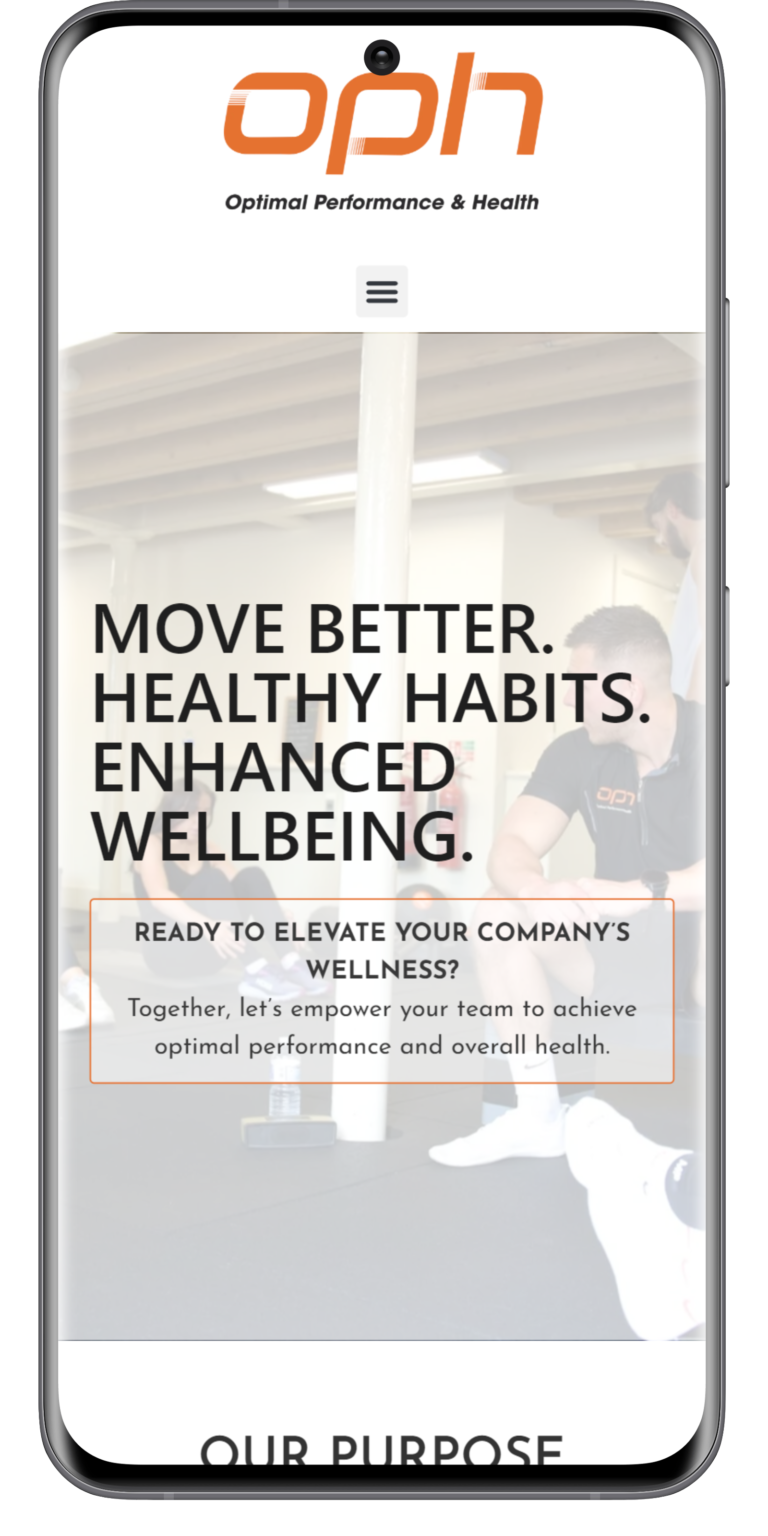 Optimal Performance and Health Website on a mobile phone