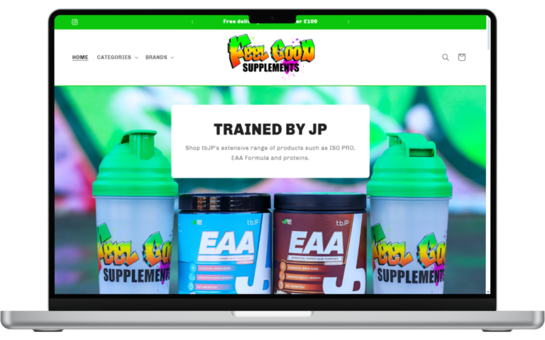 Feel Good Supplements website on laptop